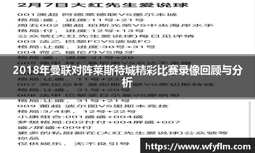 2018年曼联对阵莱斯特城精彩比赛录像回顾与分析